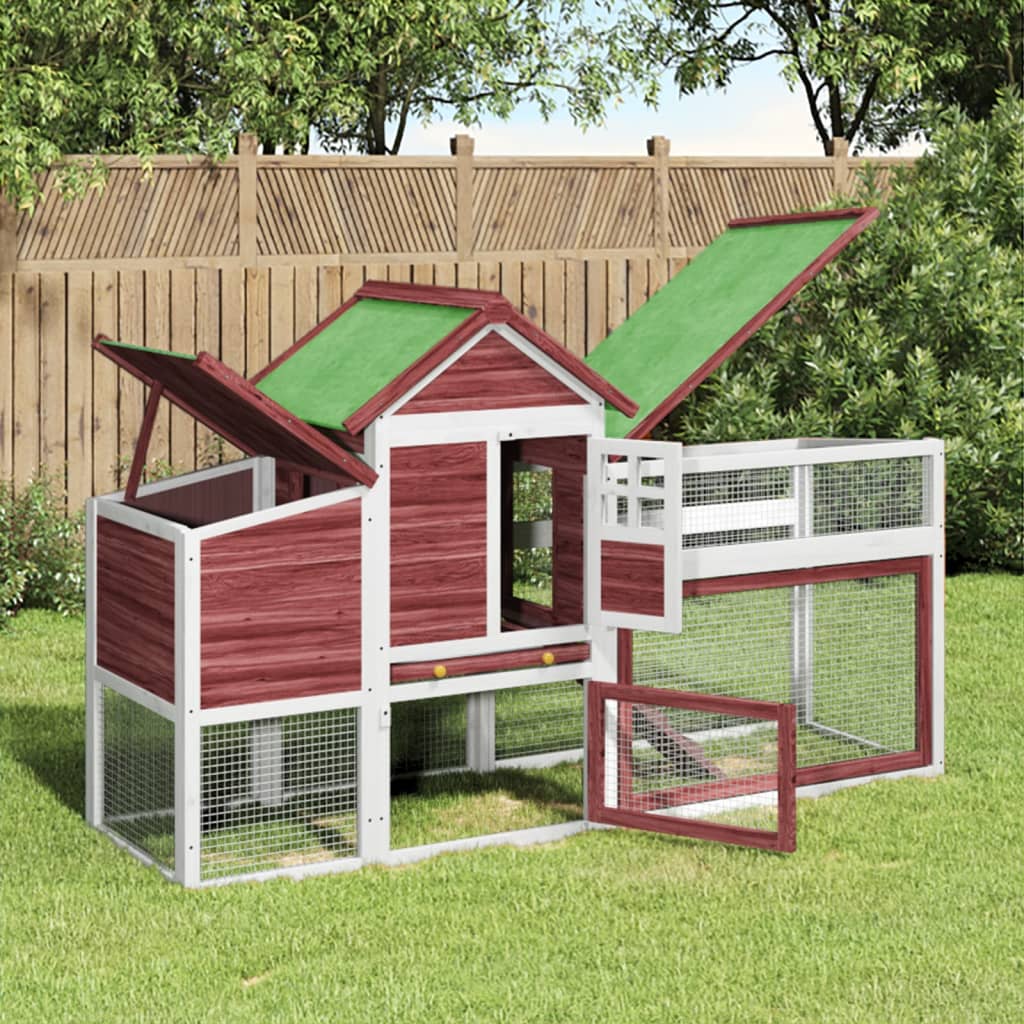 Chicken Coop Mocha 186.5x58.5x113 cm Solid Wood Pine - Unbeatable Bargains