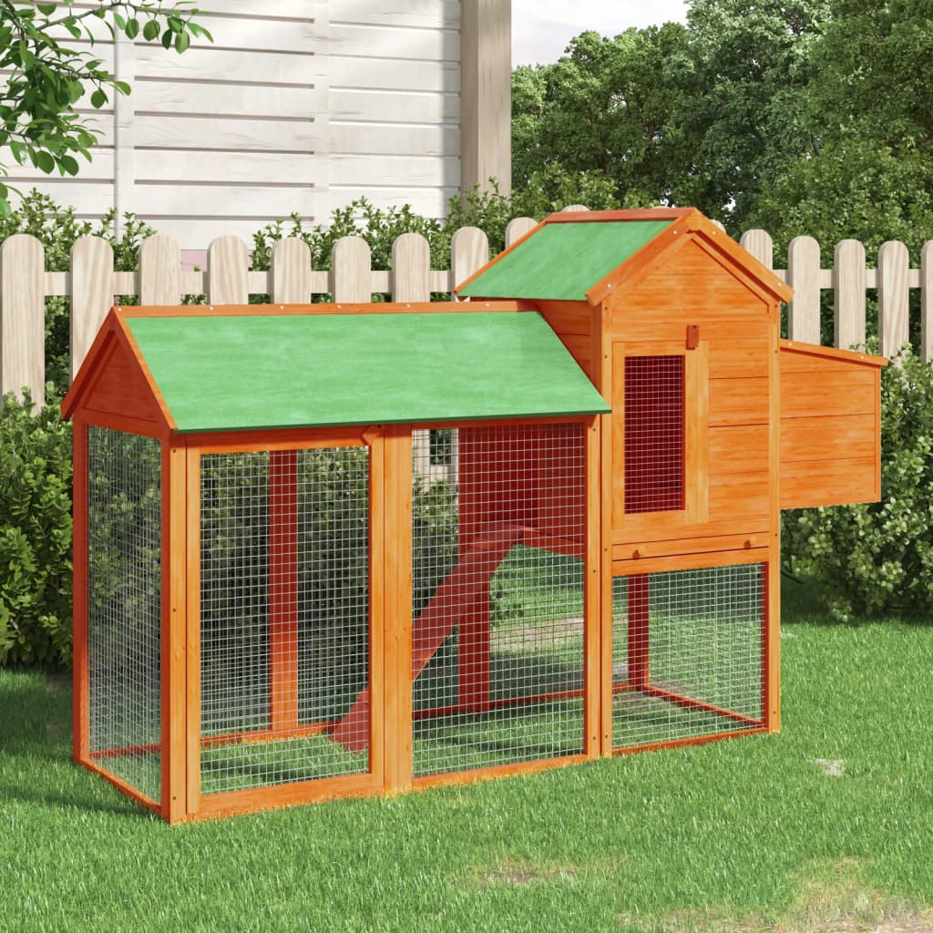 Chicken Coop Brown 193x65x117 cm Solid Wood Pine - Millennium Furniture