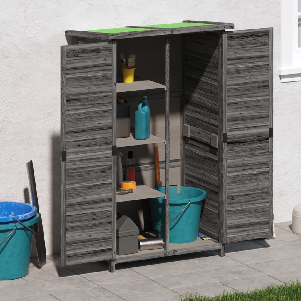 Garden Tool Shed Grey 83x57x140cm Solid Wood Pine - The Home Maker