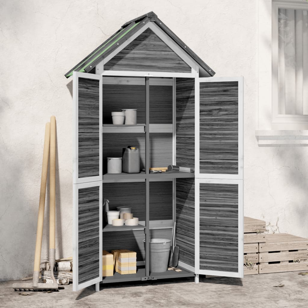 Garden Tool Shed Grey 89x52.5x175 cm Solid Wood Pine - R and M Furniture