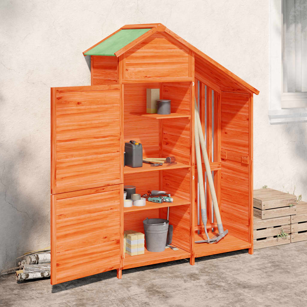 Garden Tool Shed Brown 120x53.5x170 cm Solid Wood Pine - R and M Furniture