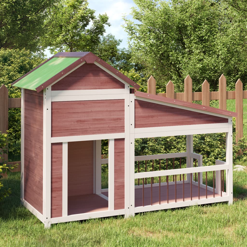 Dog Kennel Mocha 143x60.5x109 cm Solid Wood Pine - Merkel Designers