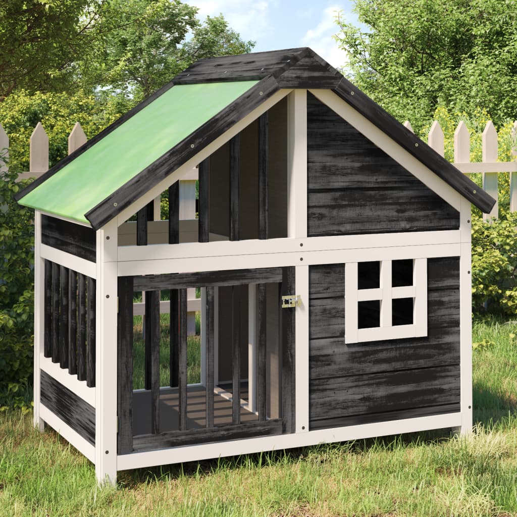 Dog Kennel Grey 96x60.5x87 cm Solid Wood Pine - Sid & Sam
