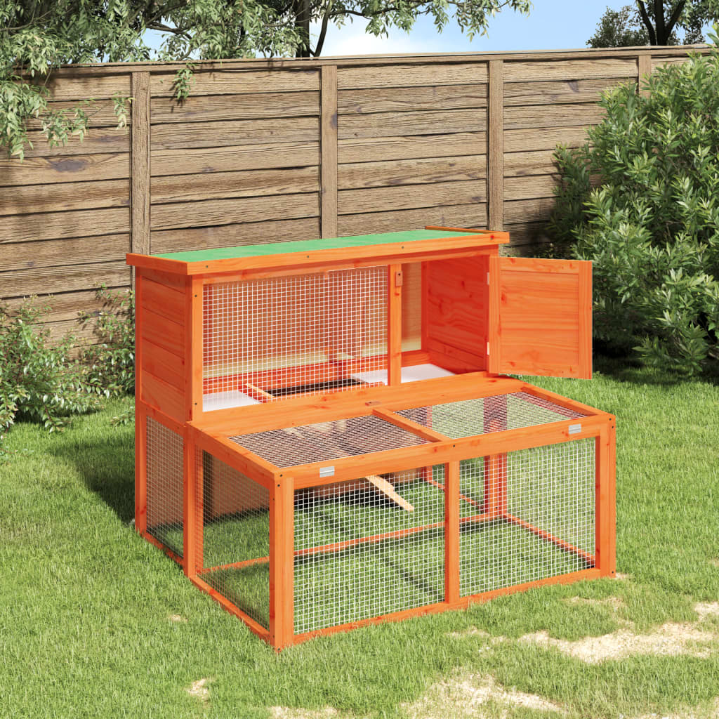 Rabbit Hutch Brown 102x90x84.5 cm Solid Wood Pine - Tyrell & Tyrell