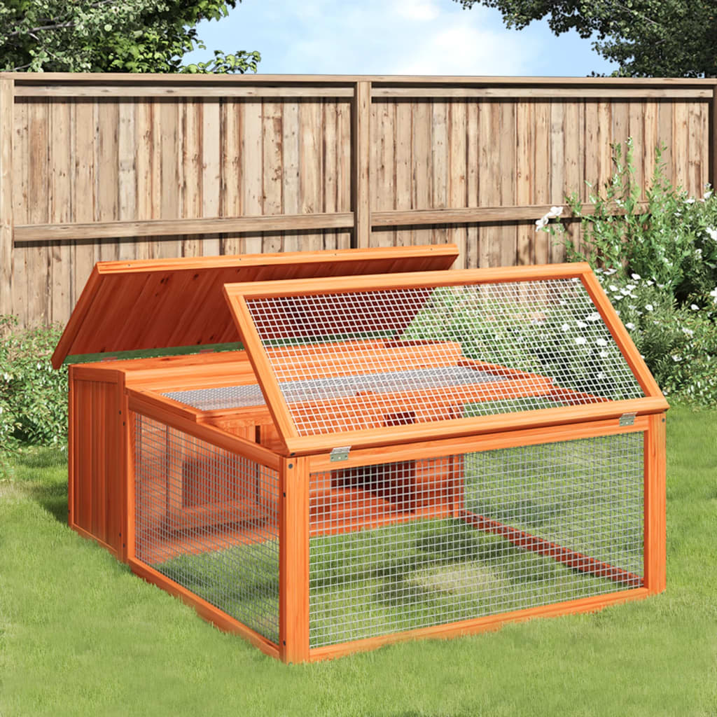 Rabbit Hutch Brown 117.5x97x47.5 cm Solid Wood Pine - Sid & Sam