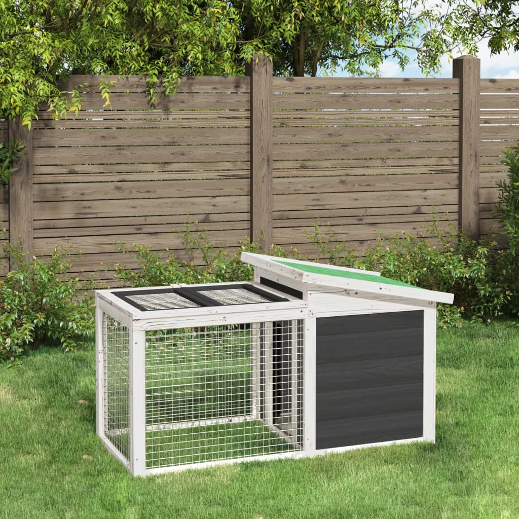 Rabbit Hutch Grey 100.5x54x55 cm Solid Wood Pine - Unbeatable Bargains