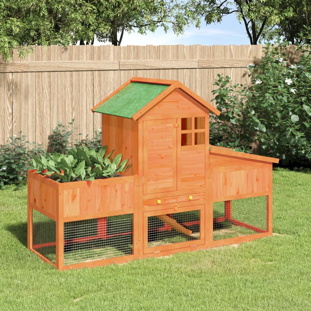 Rabbit Hutch Brown 170x63x113 cm Solid Wood Pine - R and M Furniture
