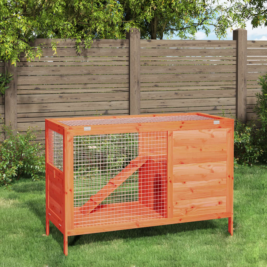 Rabbit Hutch Brown 103x44x69.5 cm Solid Wood Pine - Merlin Deals