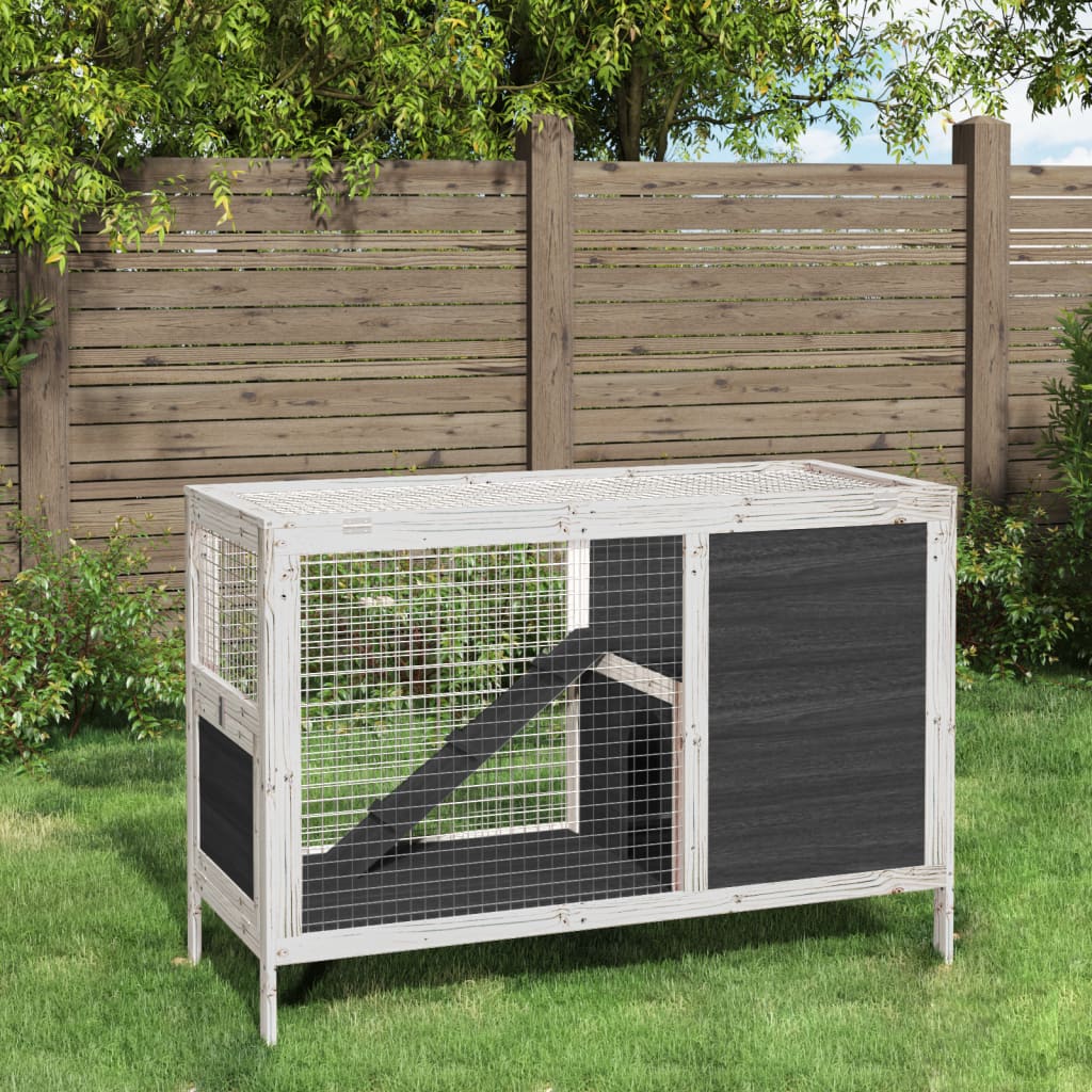 Rabbit Hutch Grey 103x44x69.5 cm Solid Wood Pine - Decor Base
