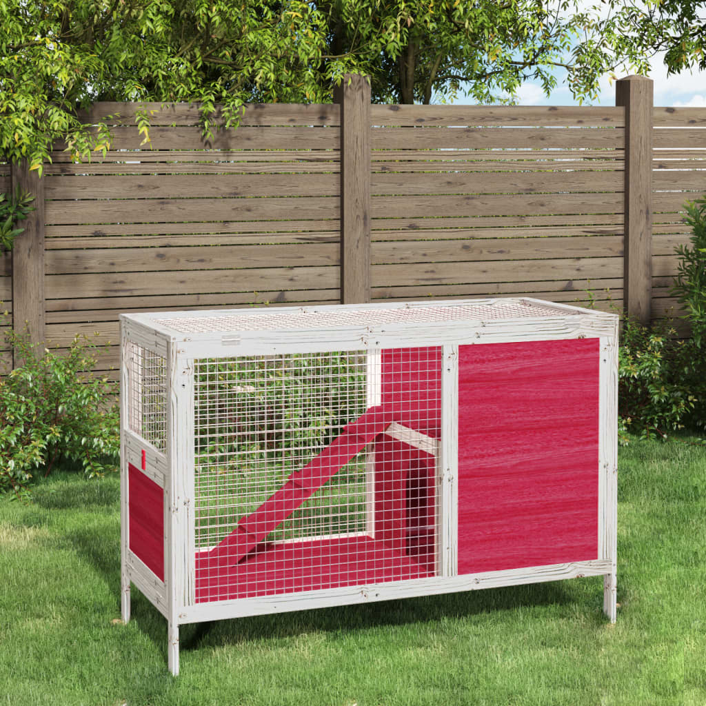 Rabbit Hutch Red 103x44x69.5 cm Solid Wood Pine - Sid & Sam