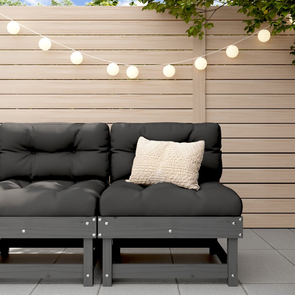 Middle Sofa with Cushions Grey Solid Wood Pine - Tyrell & Tyrell