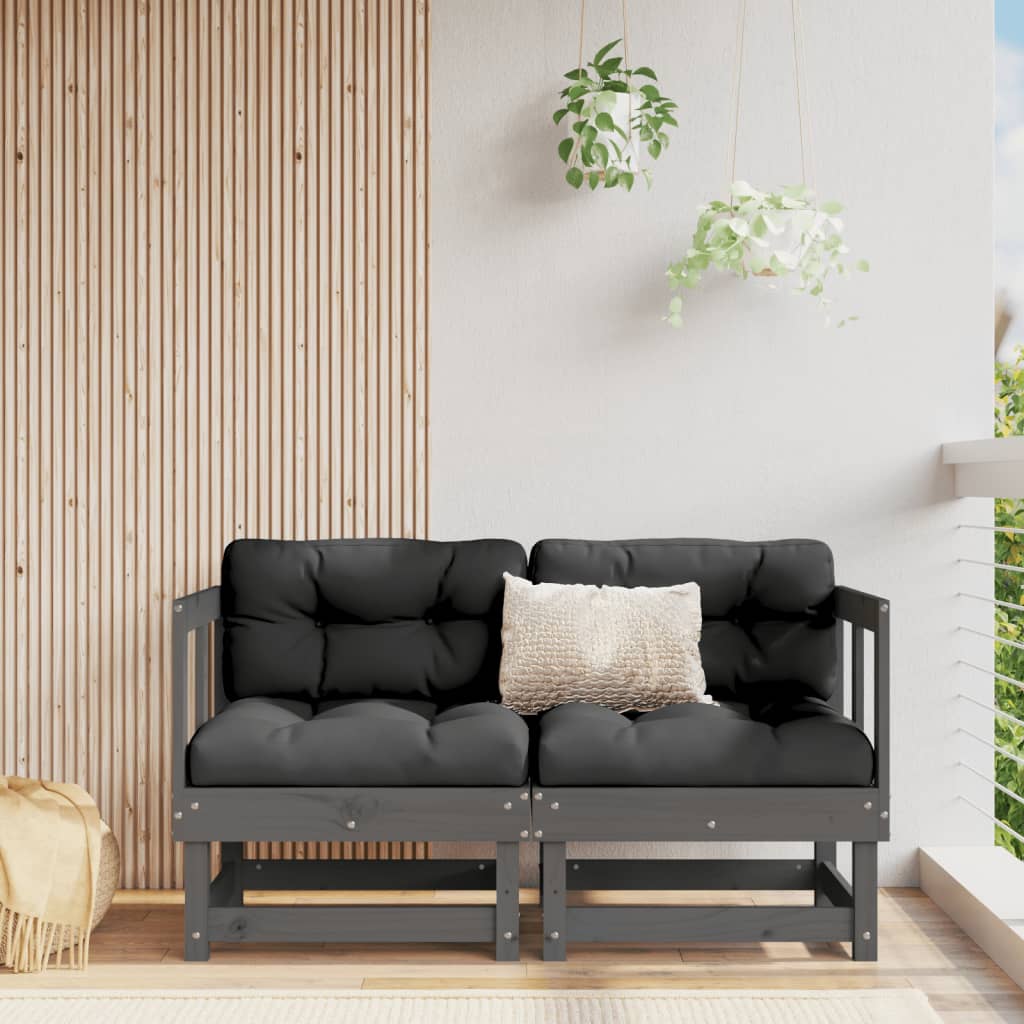 Corner Sofas with Cushions 2 pcs Grey Solid Wood Pine - Tyrell & Tyrell