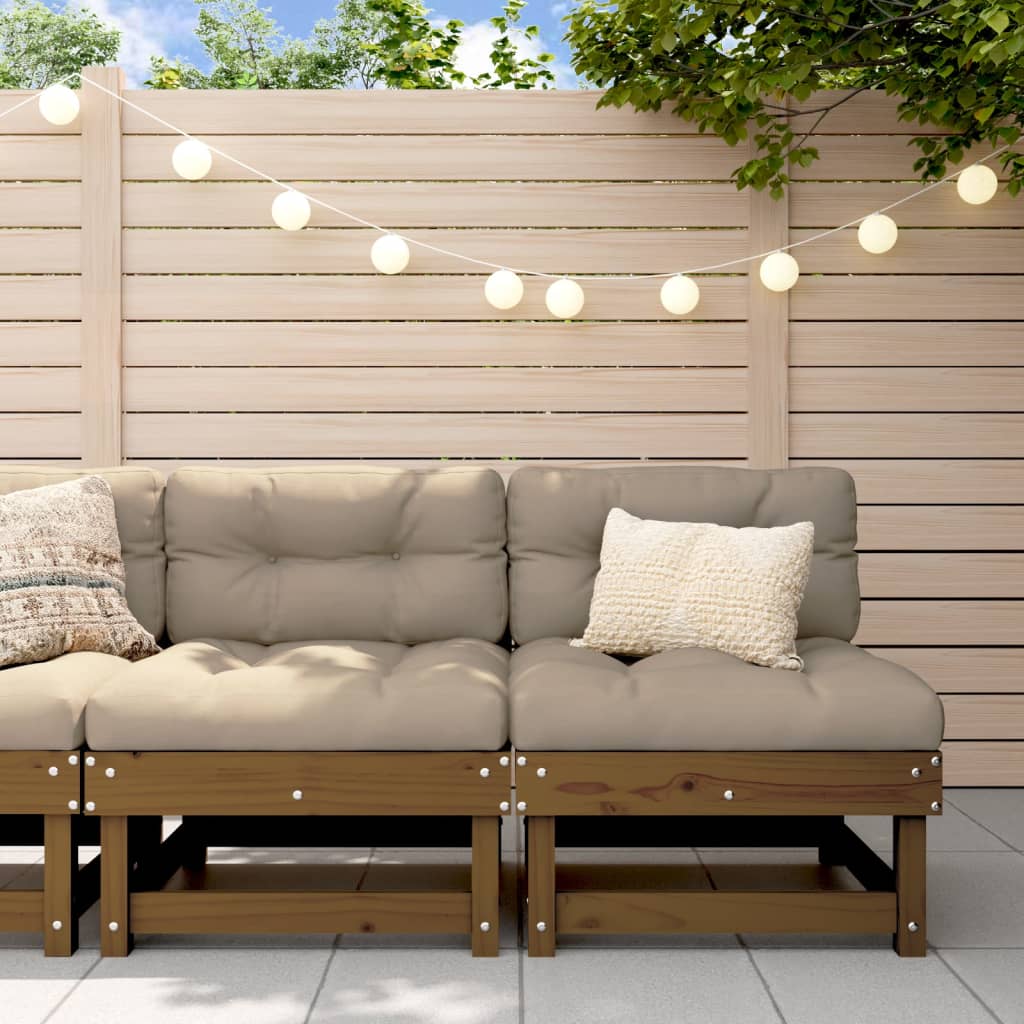 Middle Sofas with Cushions 2 pcs Honey Brown Solid Wood Pine - Style and Chic