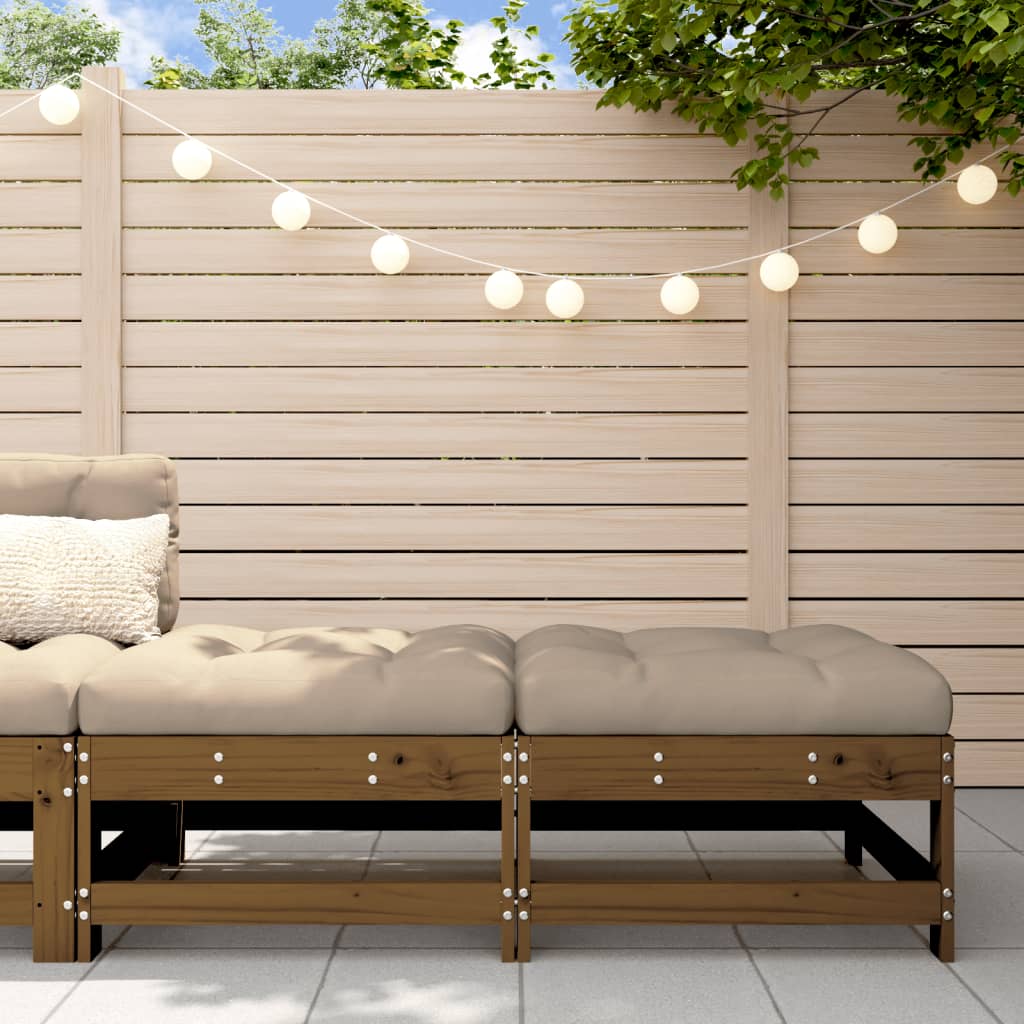 Garden Footstools with Cushions 2pcs Honey Brown Solid Wood Pine - Style and Chic