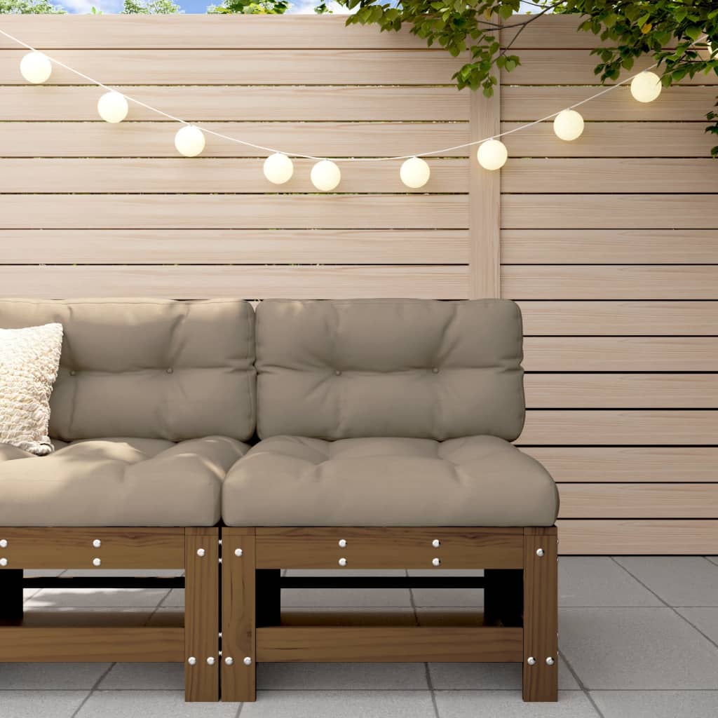 Middle Sofa with Cushions Honey Brown Solid Wood Pine - Casper Homes