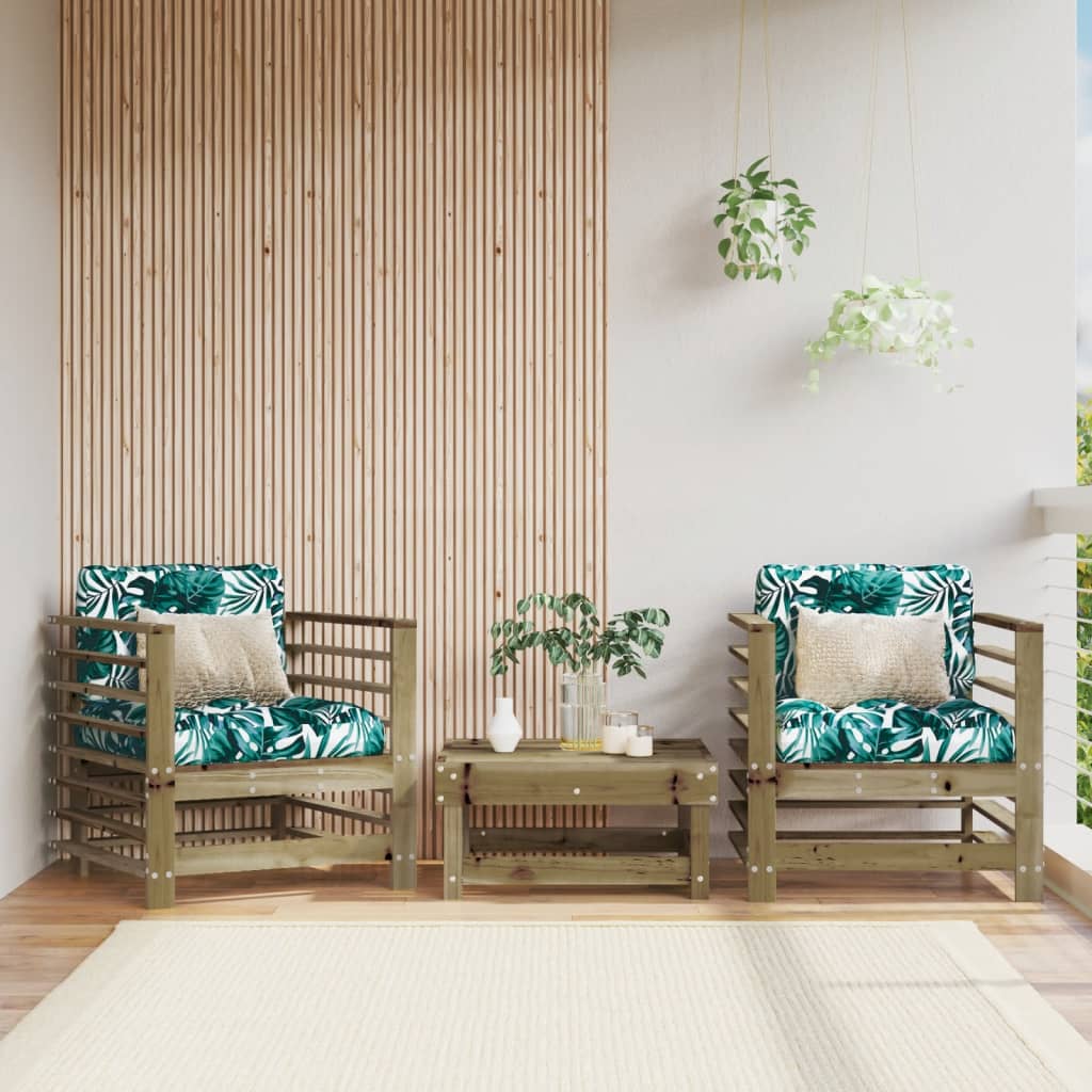 Garden Chairs with Cushions 2 pcs Impregnated Wood Pine - Casper Homes