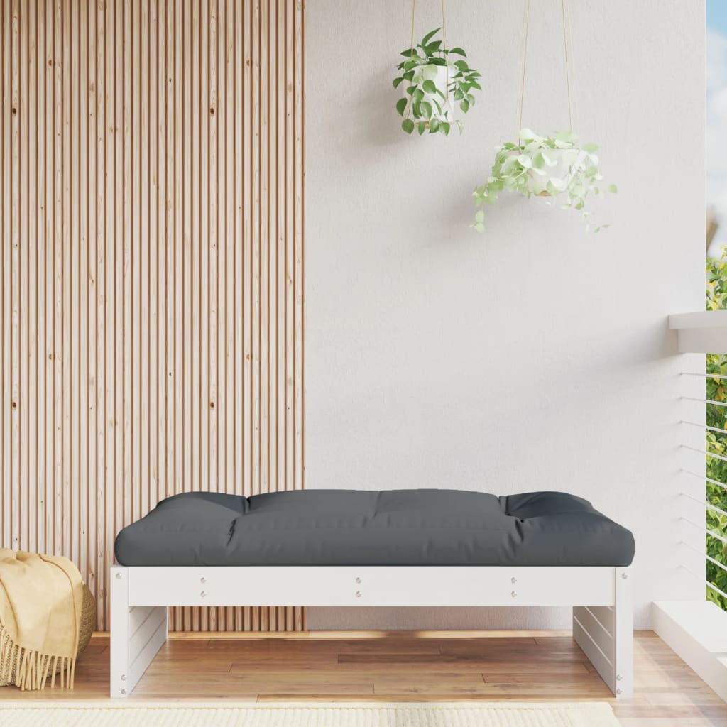 Garden Footstool White 120x80 cm Solid Wood Pine - Casper Homes