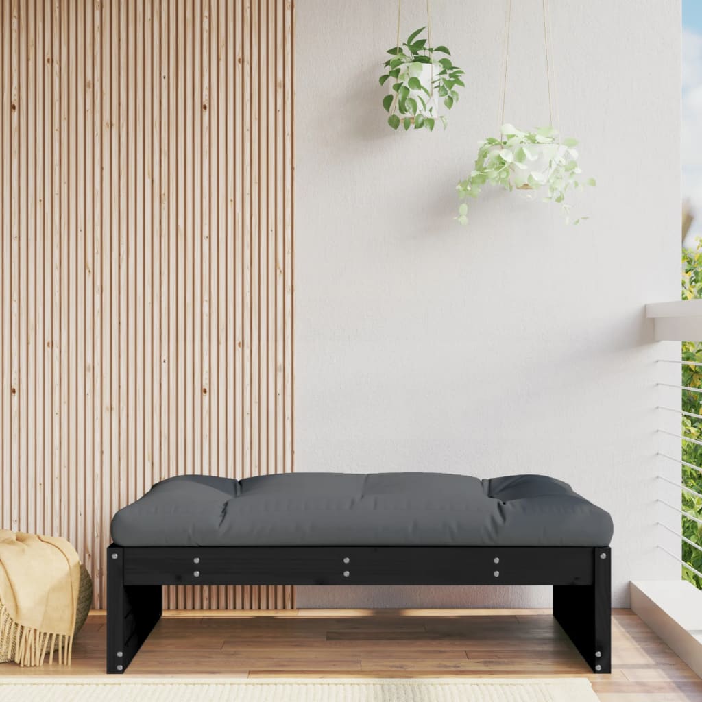 Garden Footstool Black 120x80 cm Solid Wood Pine - Sid & Sam