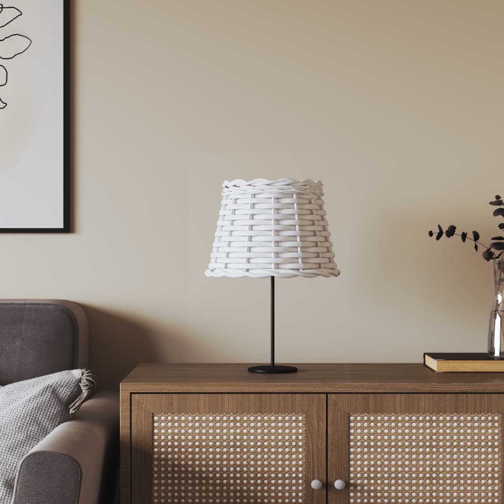 Lamp Shade White 20x15cm Wicker - Decor Base
