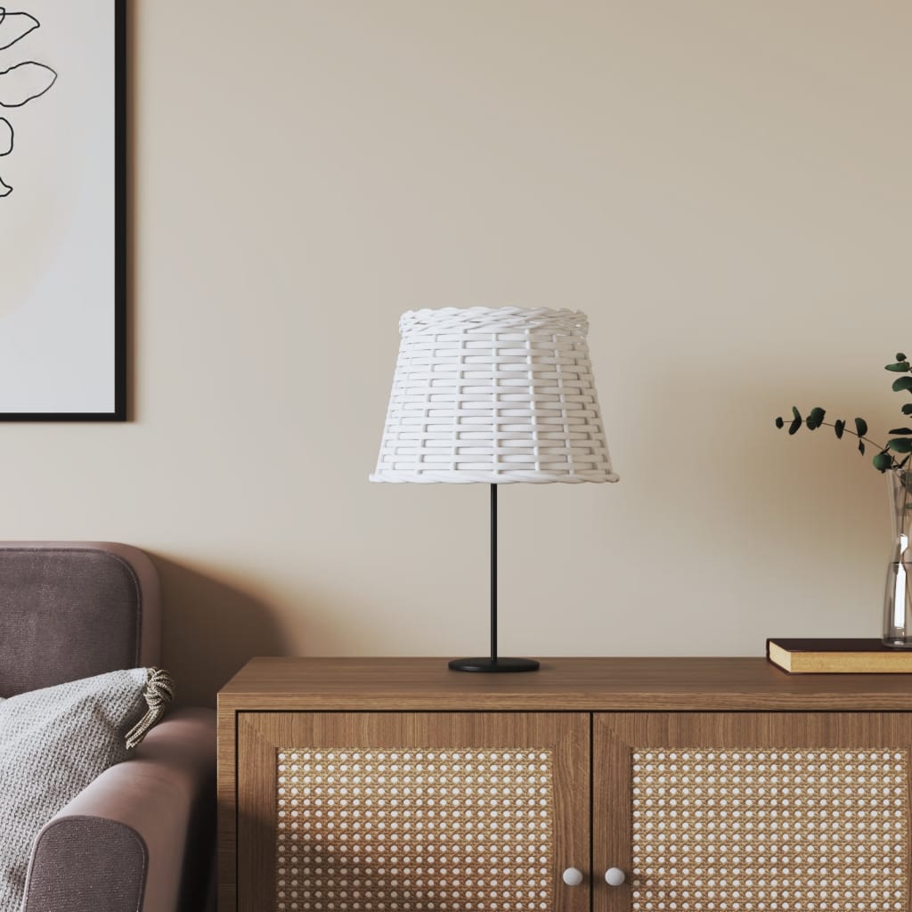 Lamp Shade White 25x17cm Wicker - Merlin Deals
