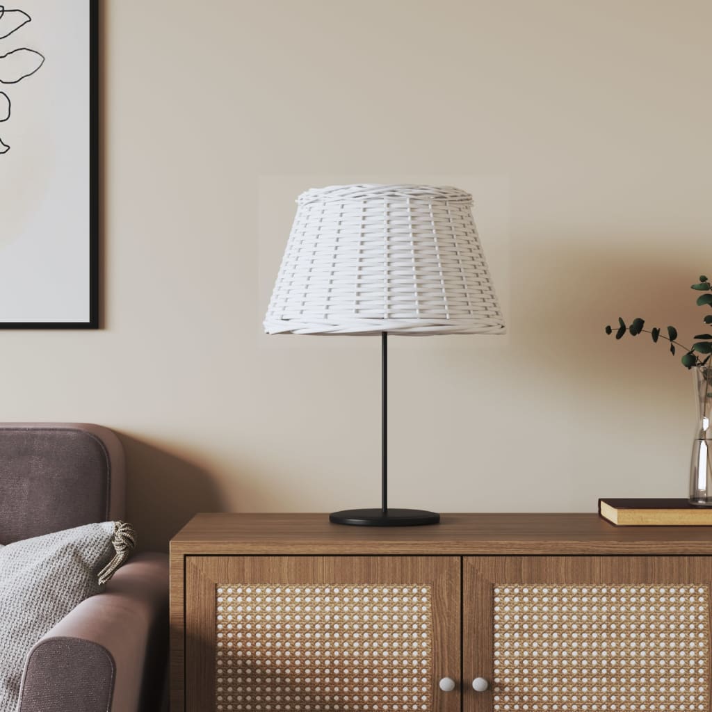 Lamp Shade White 50x30cm Wicker - R and M Furniture