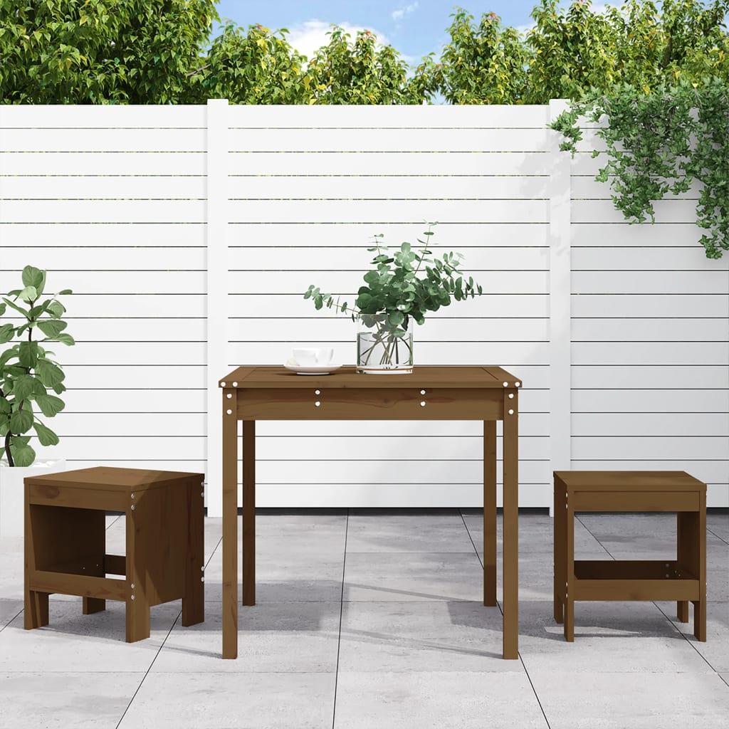 3 Piece Garden Bistro Set Honey Brown Solid Wood Pine - The Home Maker