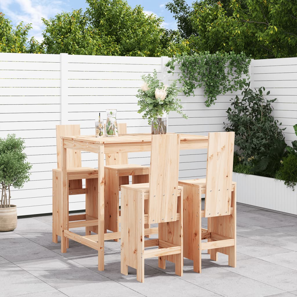 5 Piece Garden Bar Set Solid Wood Pine - Millennium Furniture