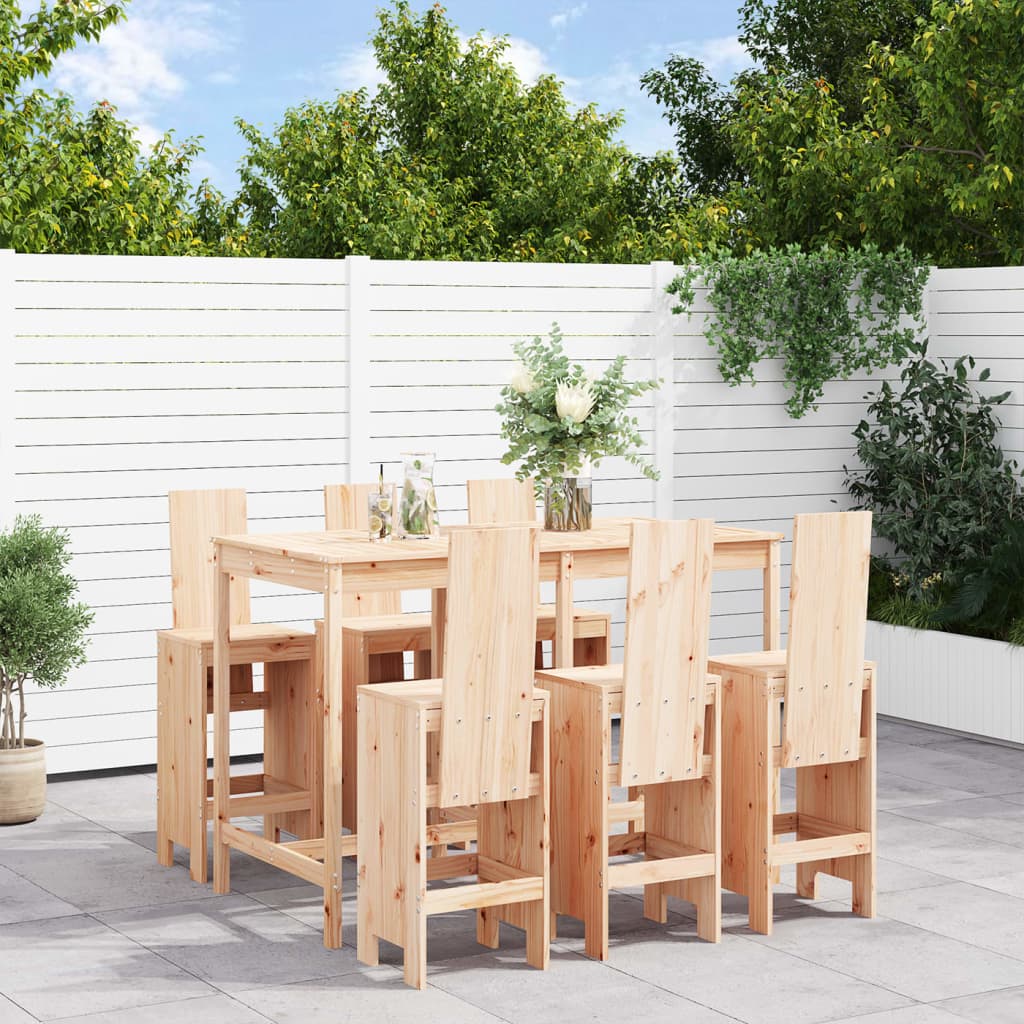 7 Piece Garden Bar Set Solid Wood Pine - Discount Dealers