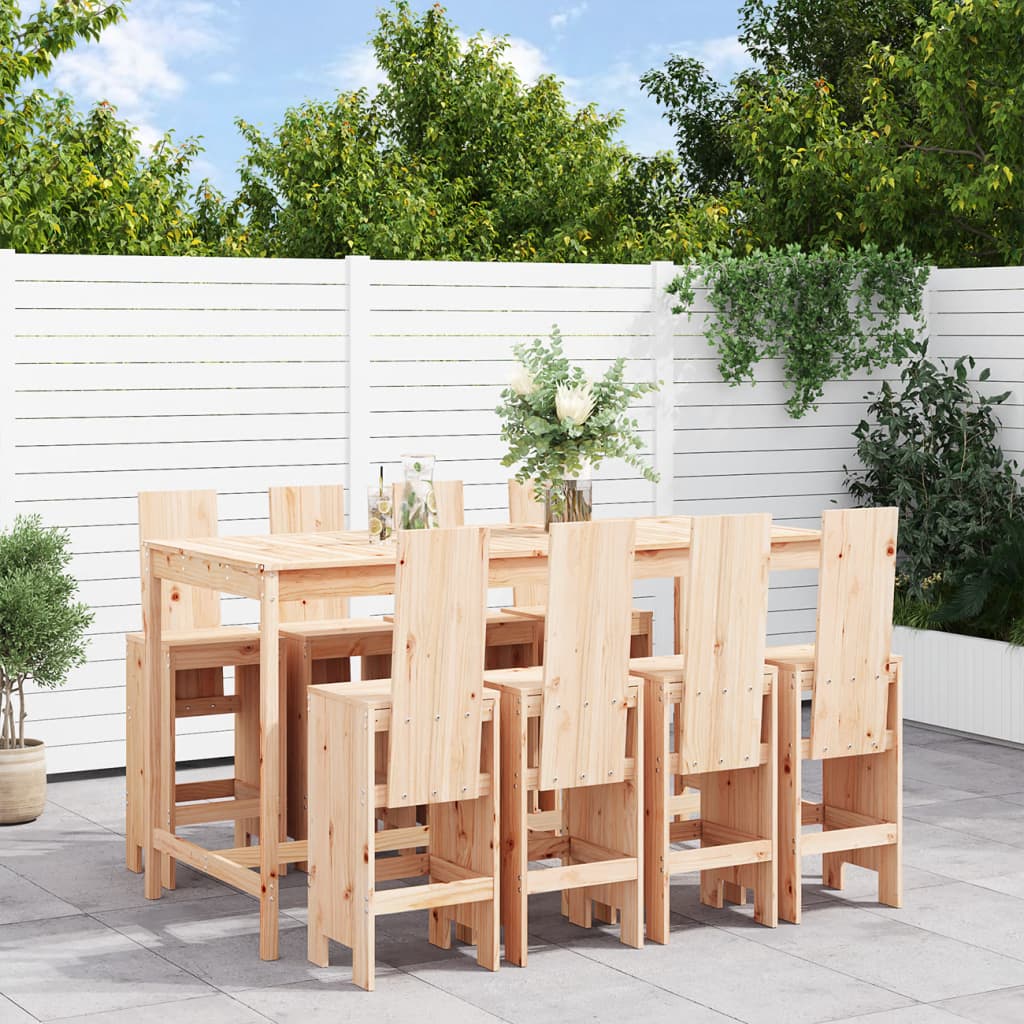 9 Piece Garden Bar Set Solid Wood Pine - Merkel Designers