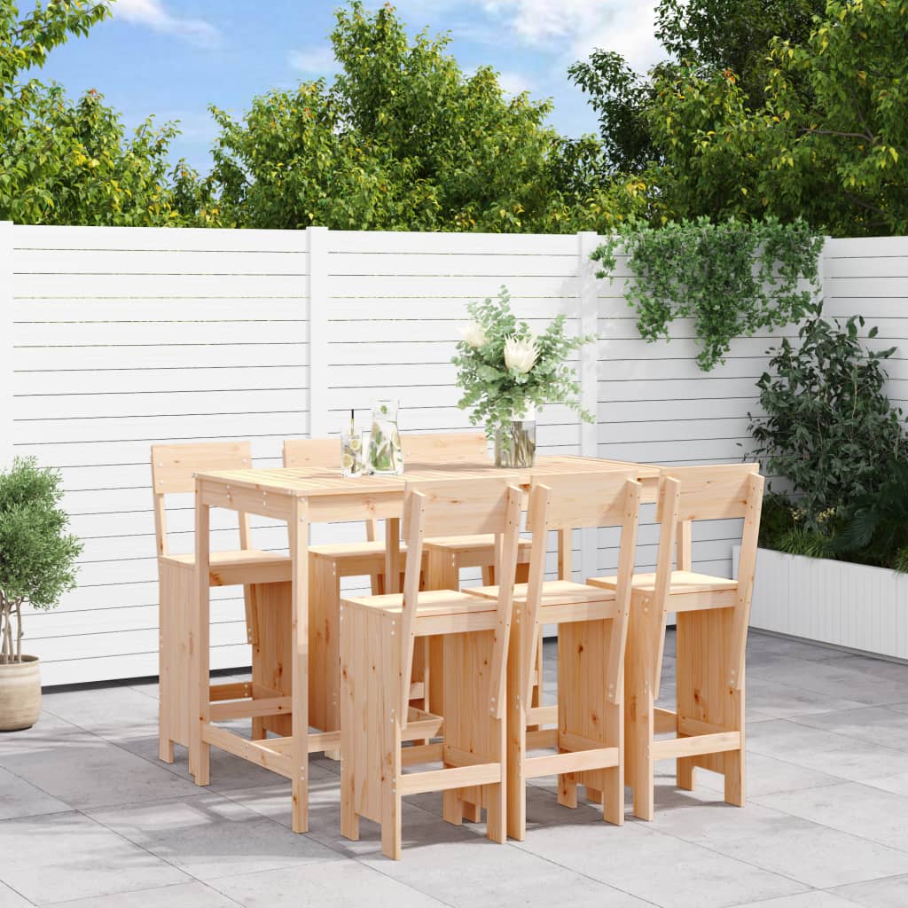 7 Piece Garden Bar Set Solid Wood Pine - Style and Chic