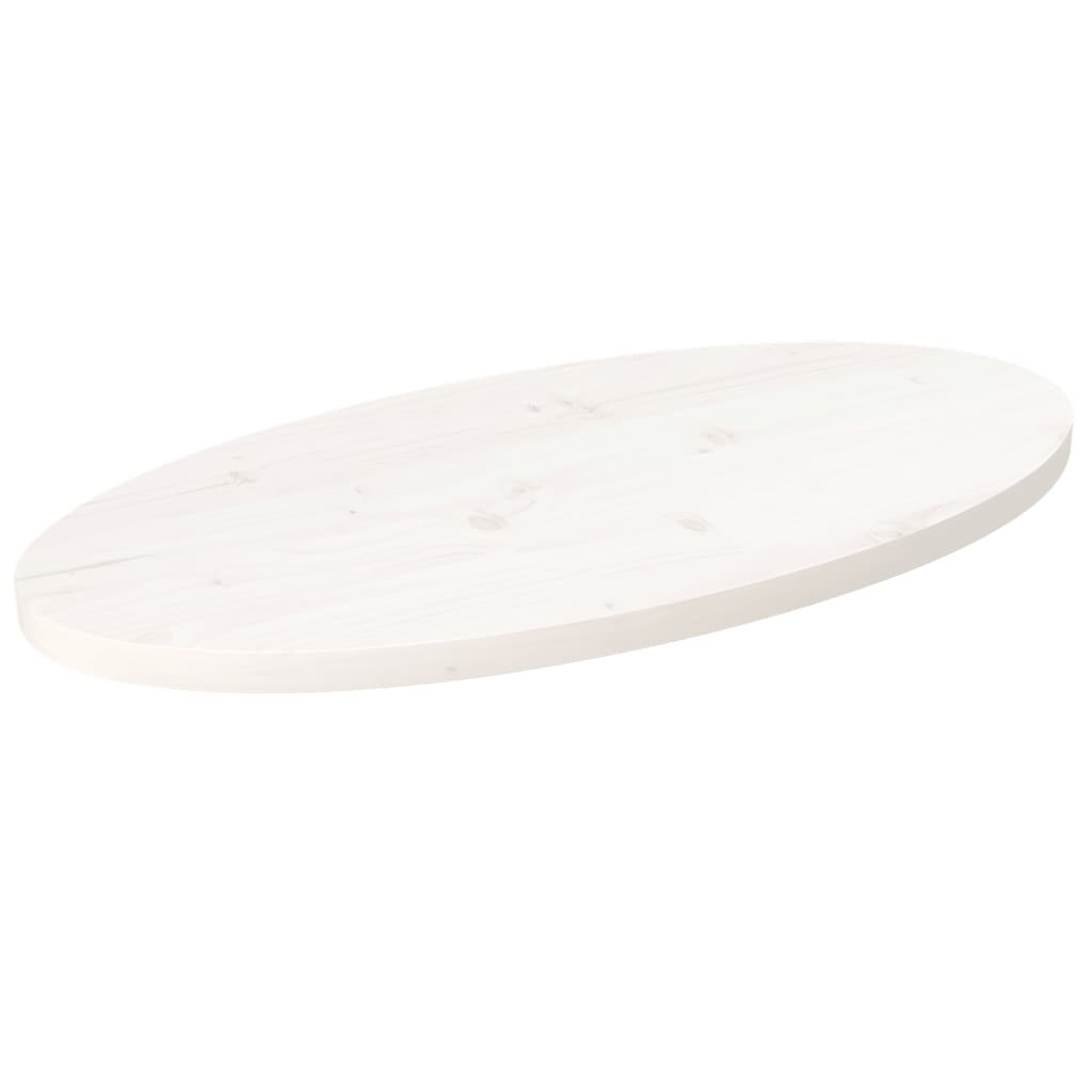 Table Top White 70x35x2.5 cm Solid Wood Pine Oval - Direct Imports
