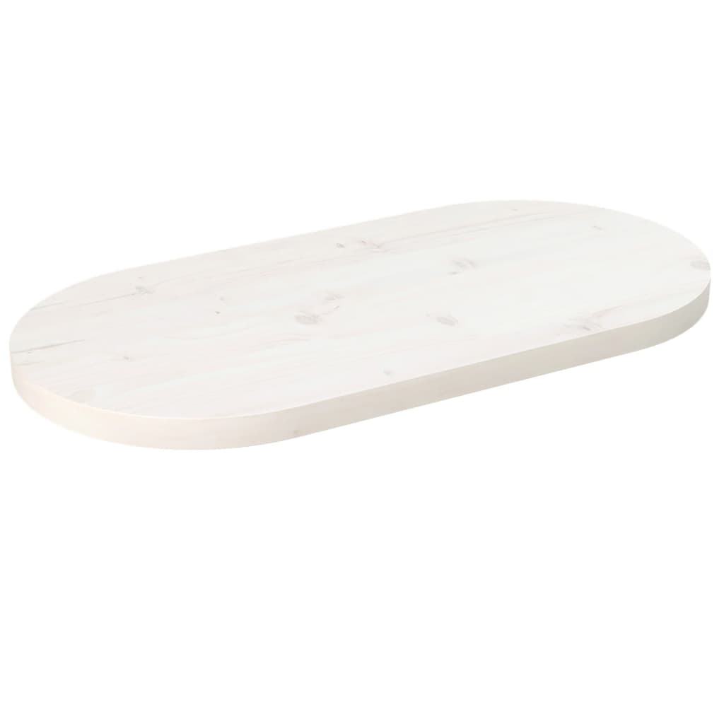 Table Top White 60x30x2.5 cm Solid Wood Pine Oval - Casper Homes