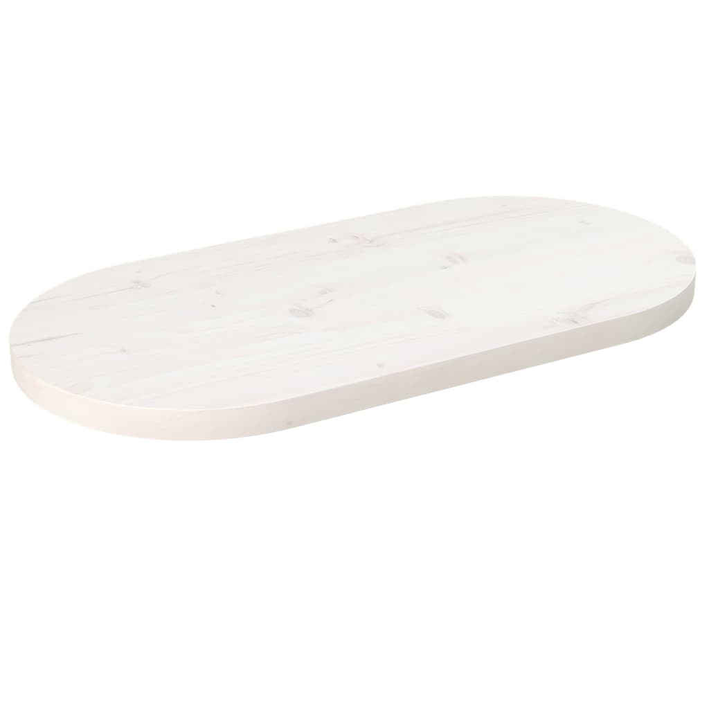 Table Top White 70x35x2.5 cm Solid Wood Pine Oval - Tyrell & Tyrell