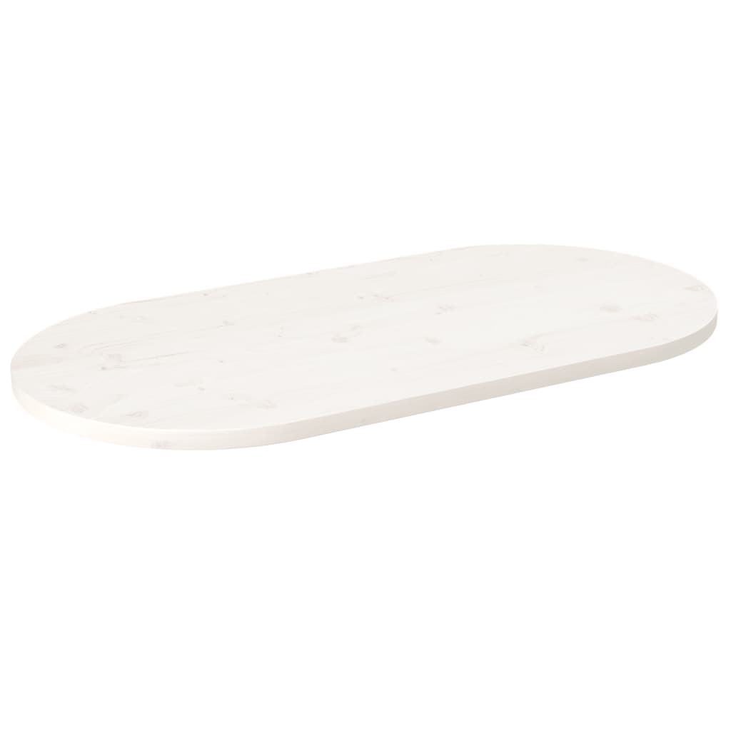 Table Top White 100x50x2.5 cm Solid Wood Pine Oval - Direct Imports