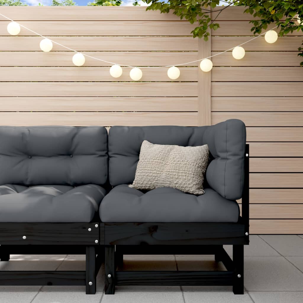 Garden Corner Sofa Black Solid Wood Pine - Casper Homes