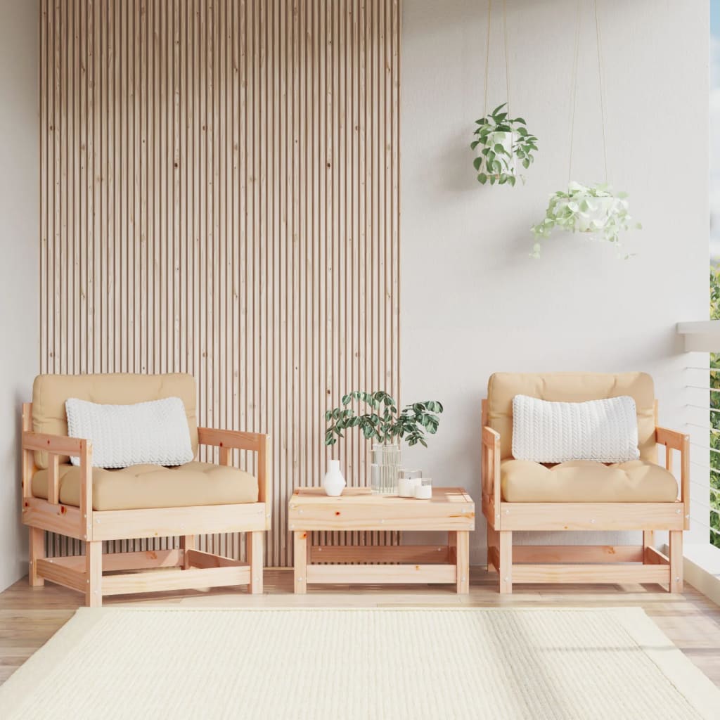 Garden Chairs 2 pcs Solid Wood Pine - Discount Dealers