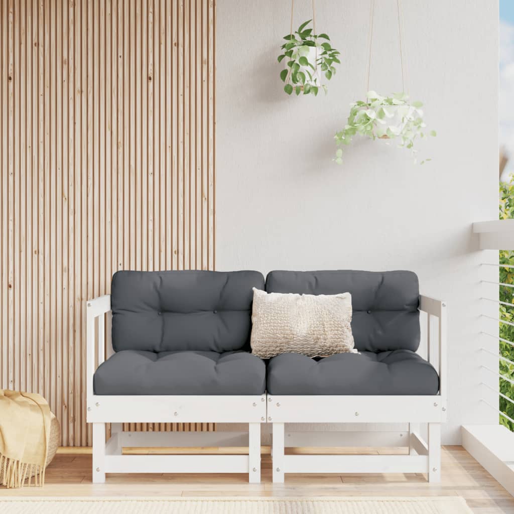 Garden Corner Sofas 2 pcs White Solid Wood Pine - Sid & Sam