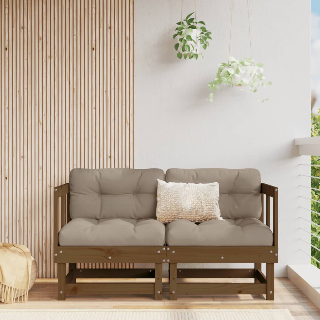Garden Corner Sofas 2 pcs Honey Brown Solid Wood Pine - Sid & Sam