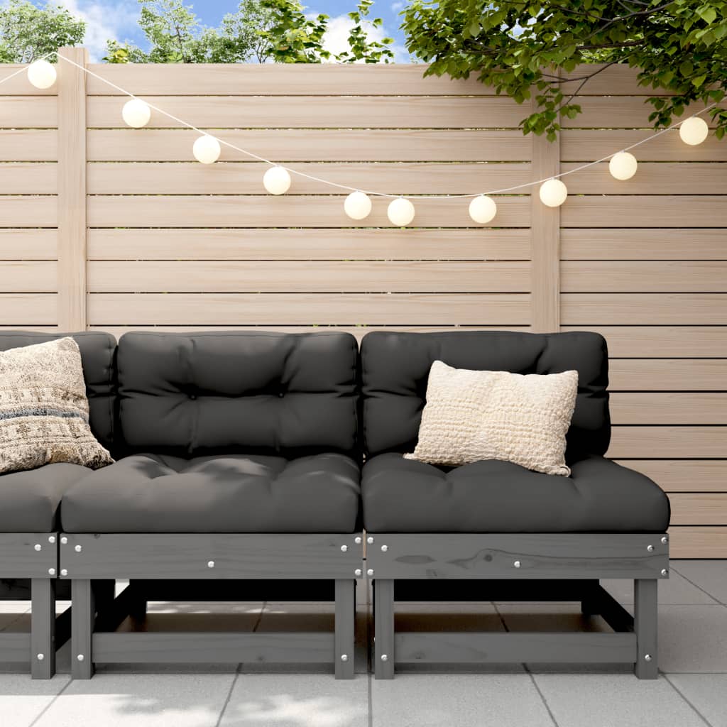Garden Middle Sofas 2 pcs Grey Solid Wood Pine - Casper Homes