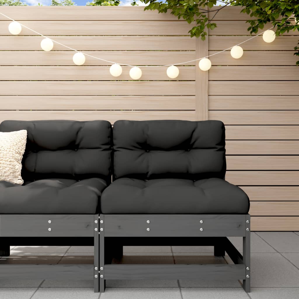 Garden Middle Sofa Grey Solid Wood Pine - Millennium Furniture