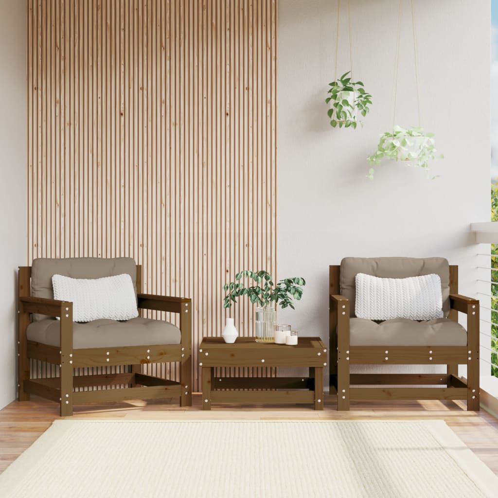 Garden Chairs 2 pcs Honey Brown Solid Wood Pine - Casper Homes