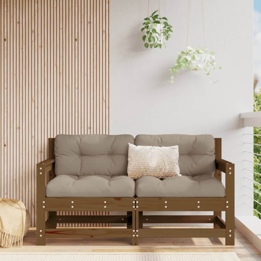 Garden Corner Sofas 2 pcs Honey Brown Solid Wood Pine - Merlin Deals