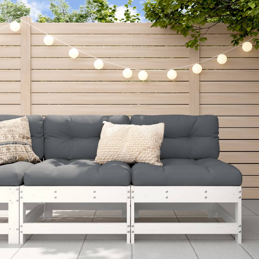 Garden Middle Sofas 2 pcs White Solid Wood Pine - Merlin Deals