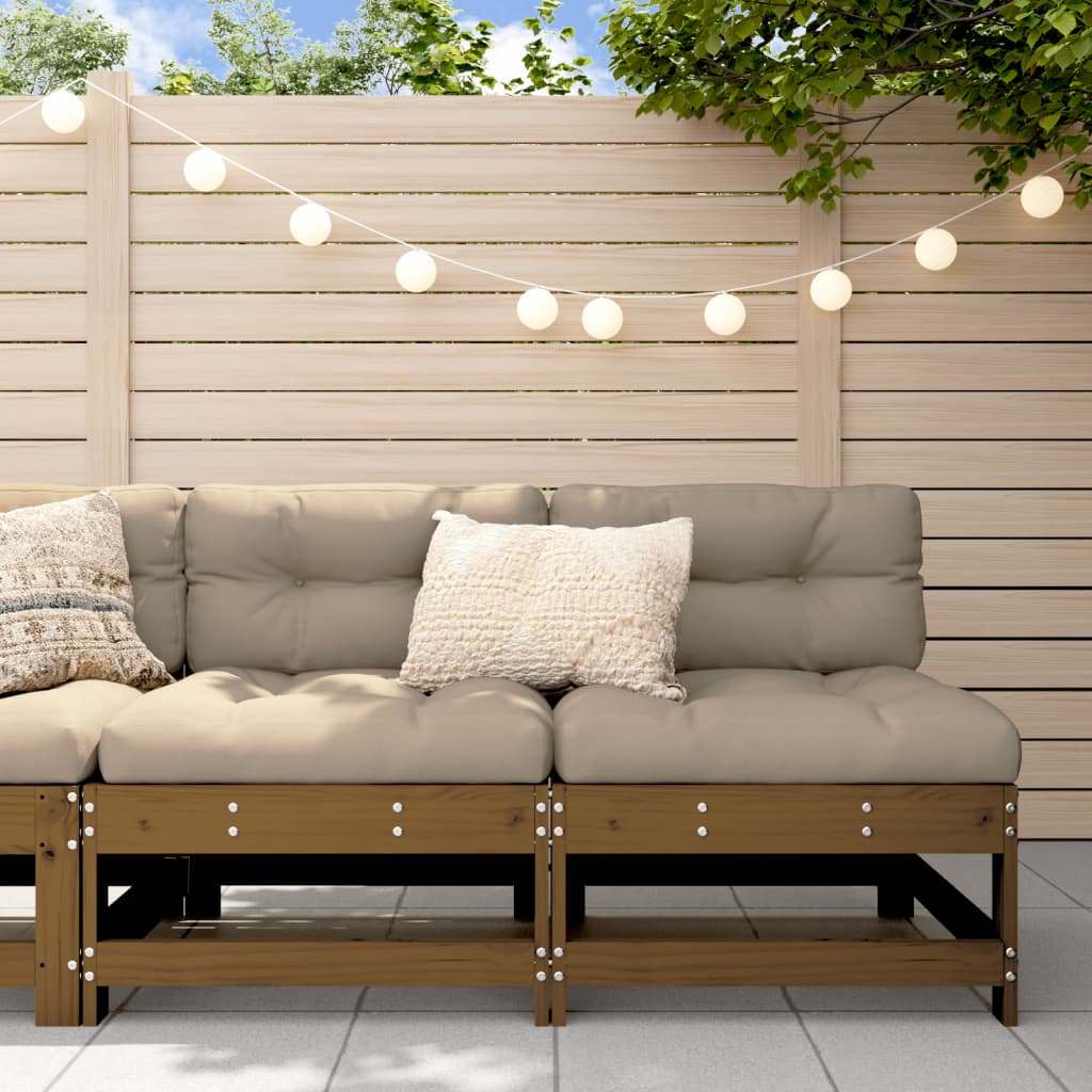 Garden Middle Sofas 2 pcs Honey Brown Solid Wood Pine - Sid & Sam