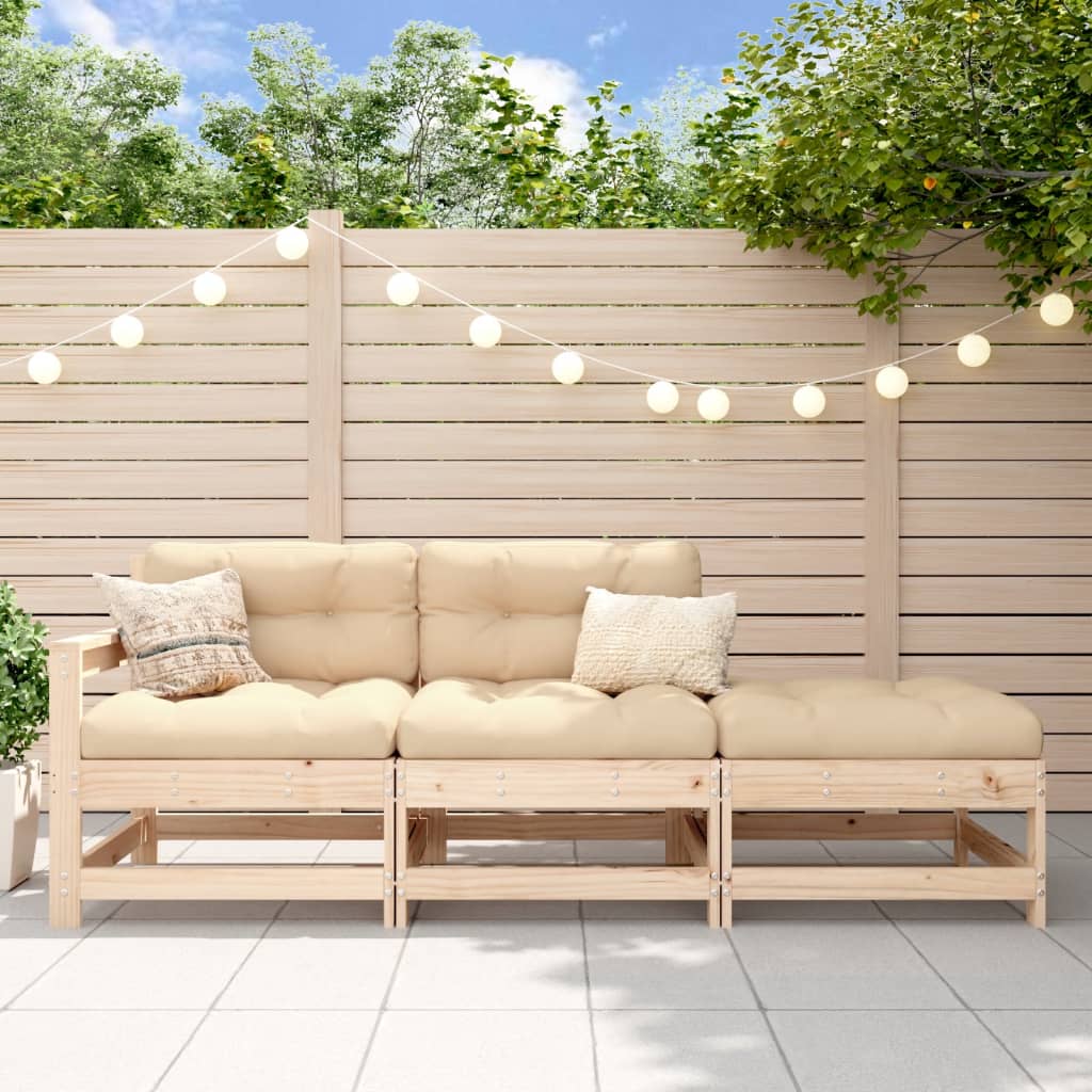 3 Piece Garden Lounge Set Solid Wood Pine - The Home Maker