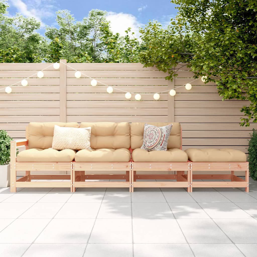 4 Piece Garden Lounge Set Solid Wood Pine - The Home Maker