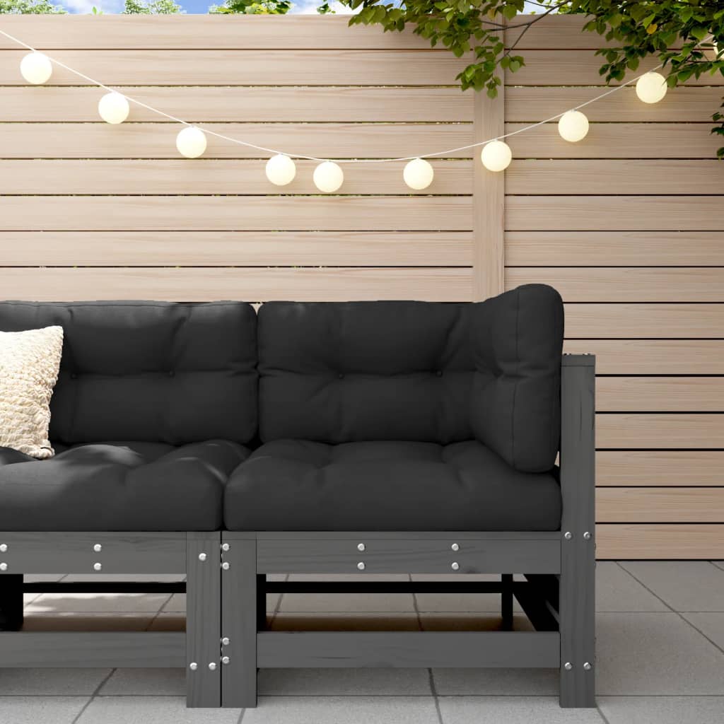 Garden Corner Sofa Grey Solid Wood Pine - Sid & Sam