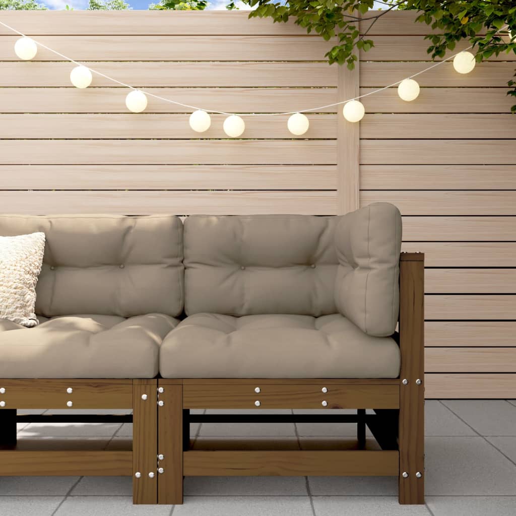 Garden Corner Sofa Honey Brown Solid Wood Pine - The Home Maker