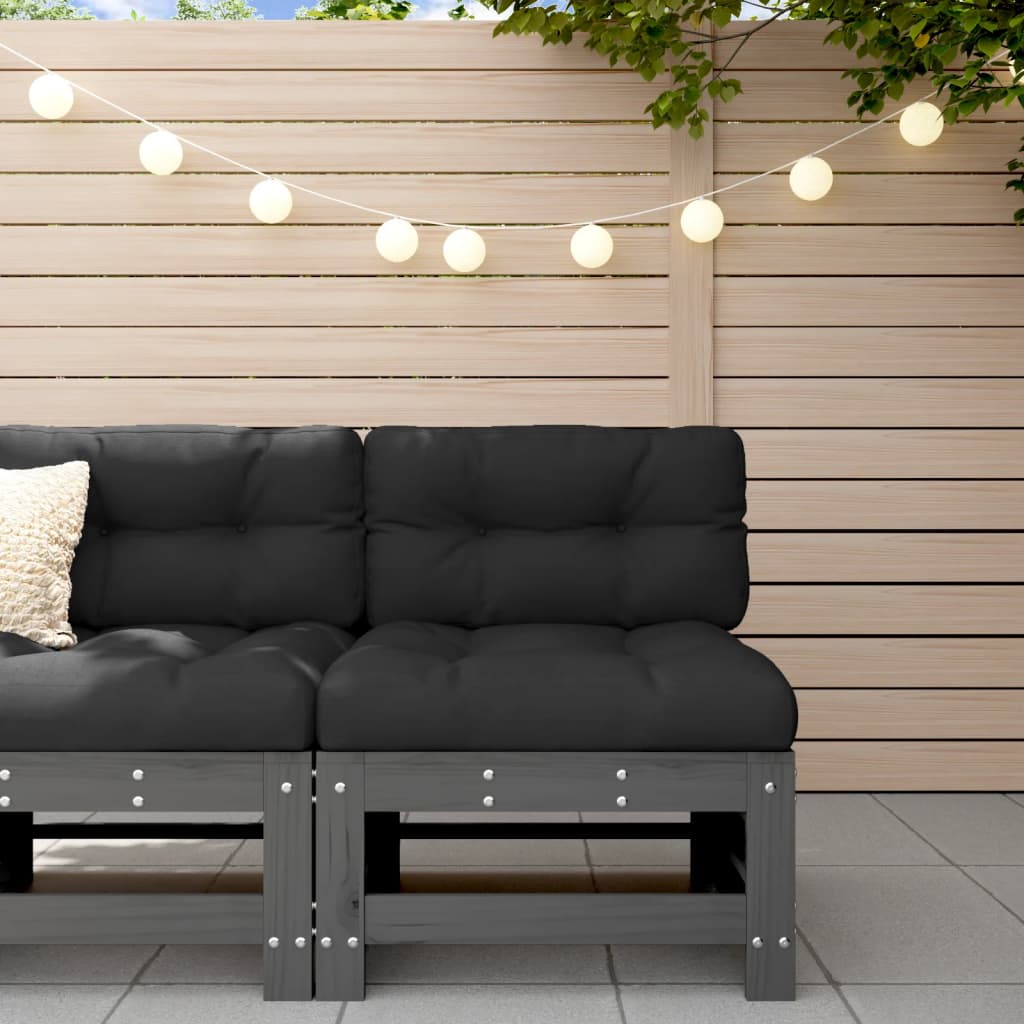Garden Middle Sofa Grey Solid Wood Pine - Tyrell & Tyrell