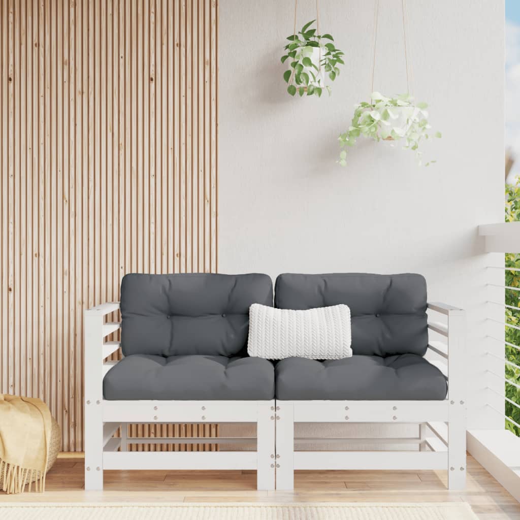 Garden Corner Sofas 2 pcs White Solid Wood Pine - Merlin Deals